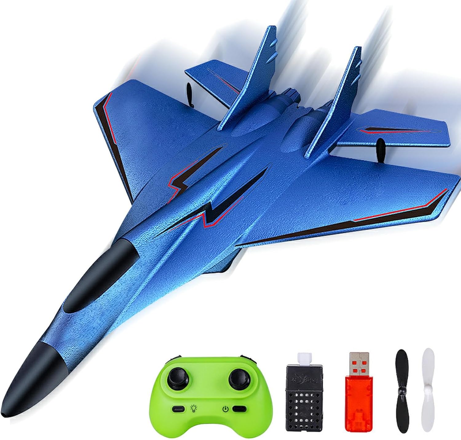 Afenau RC Airplane, 2.4GHz Remote Control Airplane, RC Glider, Fighter Jet, airplane Toy Easy to Fly, Glider Planes for Kids Beginners Boys Girls - Blue