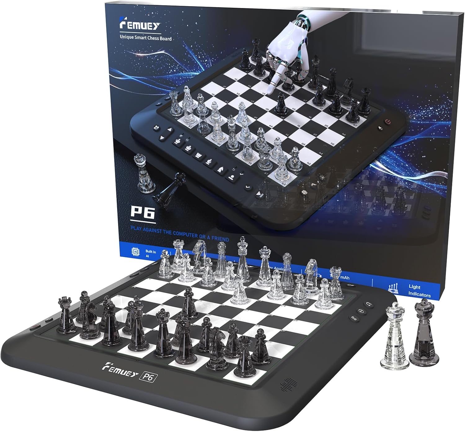 P6 Electronic Chess Set for 2 Players | Beginners | Board Game, Computer Chess Game, Chess Set | Black | Great Partner