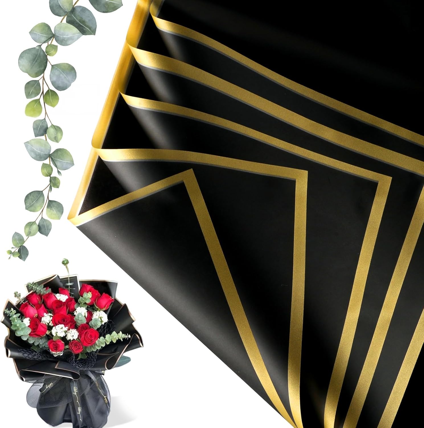 25 Sheets Flower Wrapping Paper, Floral Bouquet Wrapping Paper, Waterproof Korean Florist Supplies Packaging Paper for DIY Crafts Wedding Birthday Gift