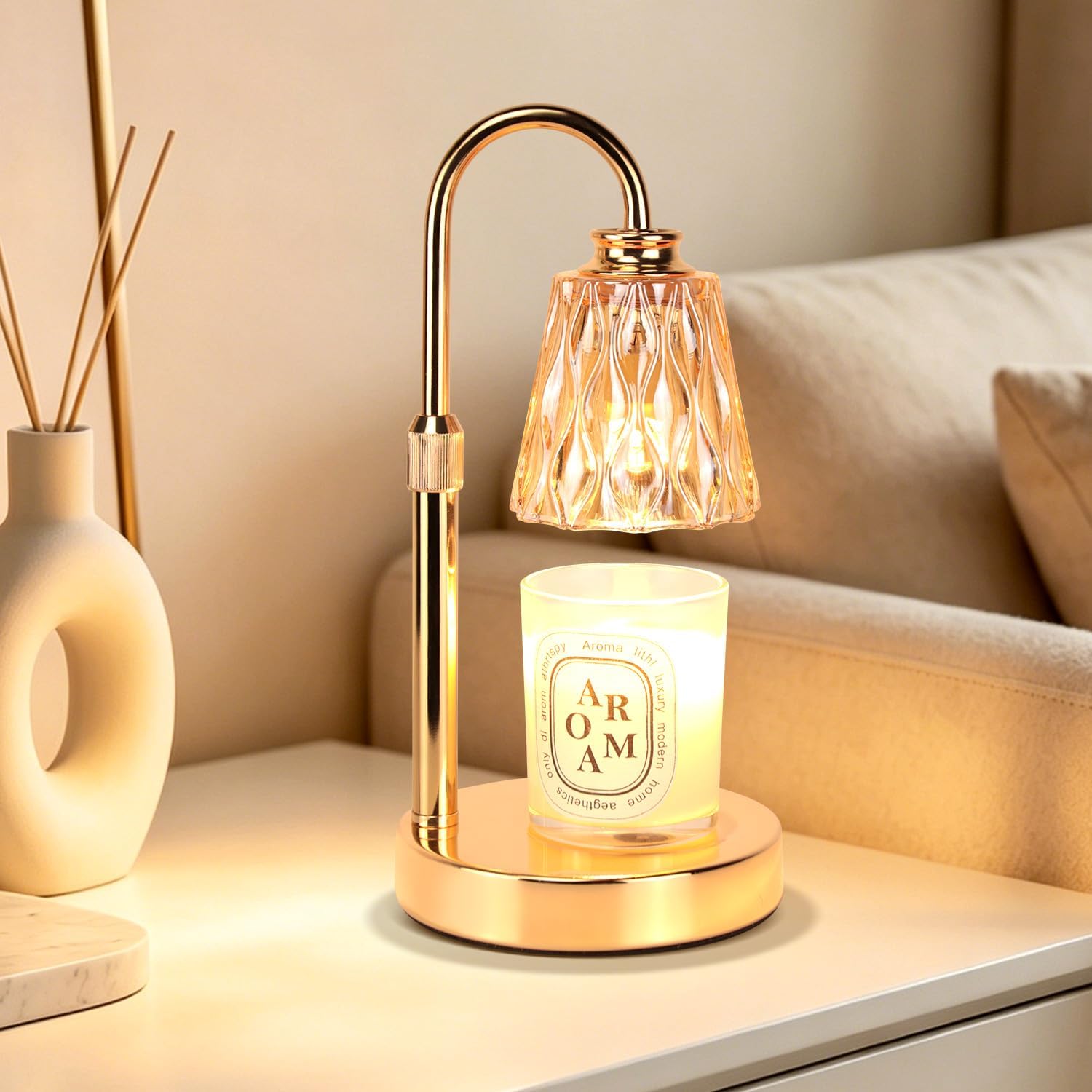 Candle Warmer Lamp with Dimmer - Electric Candle Lamp with Timer for Jar Candles Scented Candles with 2 Bulb