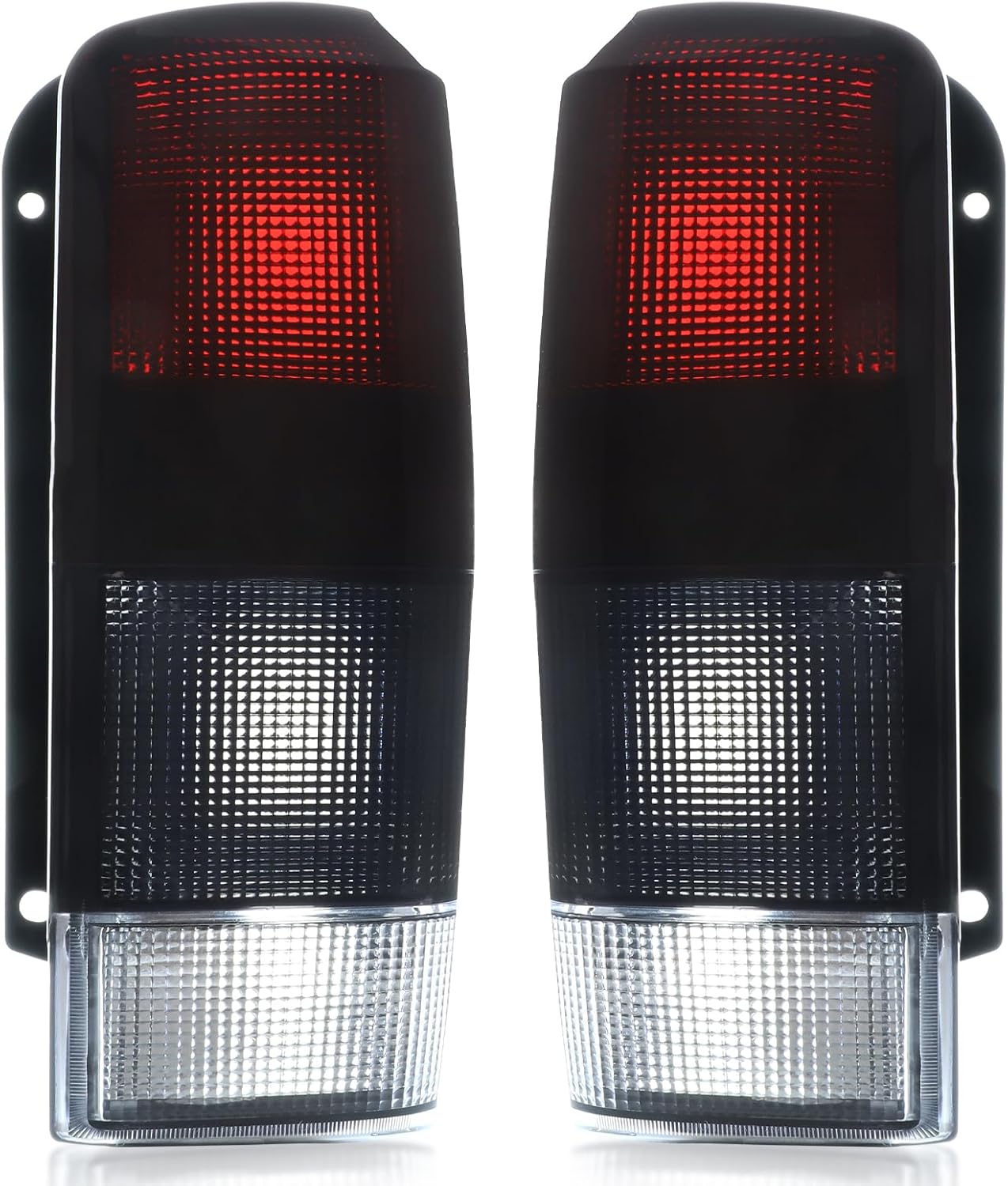 Tail Light Assembly Compatible With 1997-2001 Jeep Cherokee Passenger and Driver Side Brake Rear Lamp Taillights Red/Black Smoke CH2800128 4897399AA