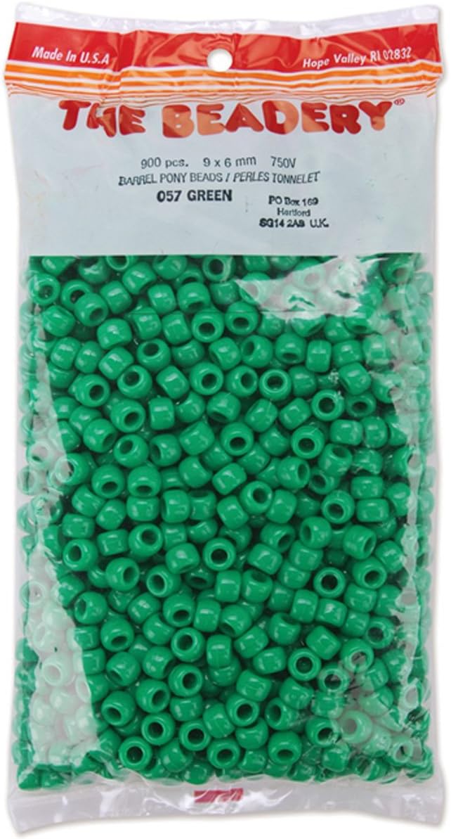 The Beadery 6 by 9mm Barrel Pony Bead, Green, 900-Pieces