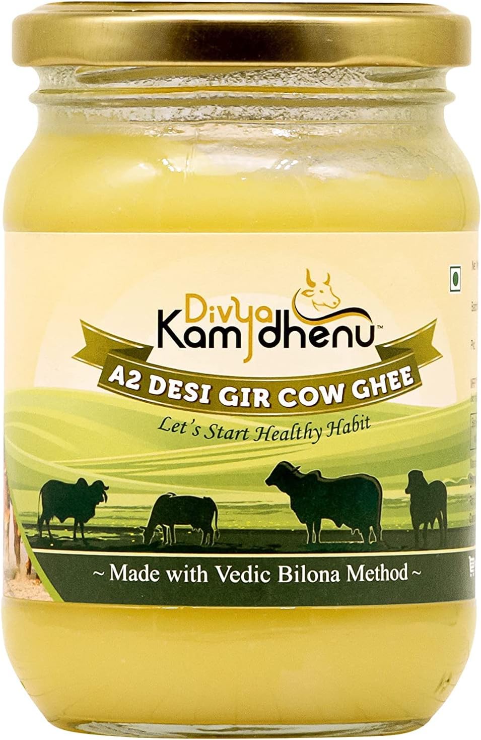 Divya Kamdhenu Divya Kamdhenu Gir Cow Organic A2 Ghee Vedic Bilona Method 500 ml