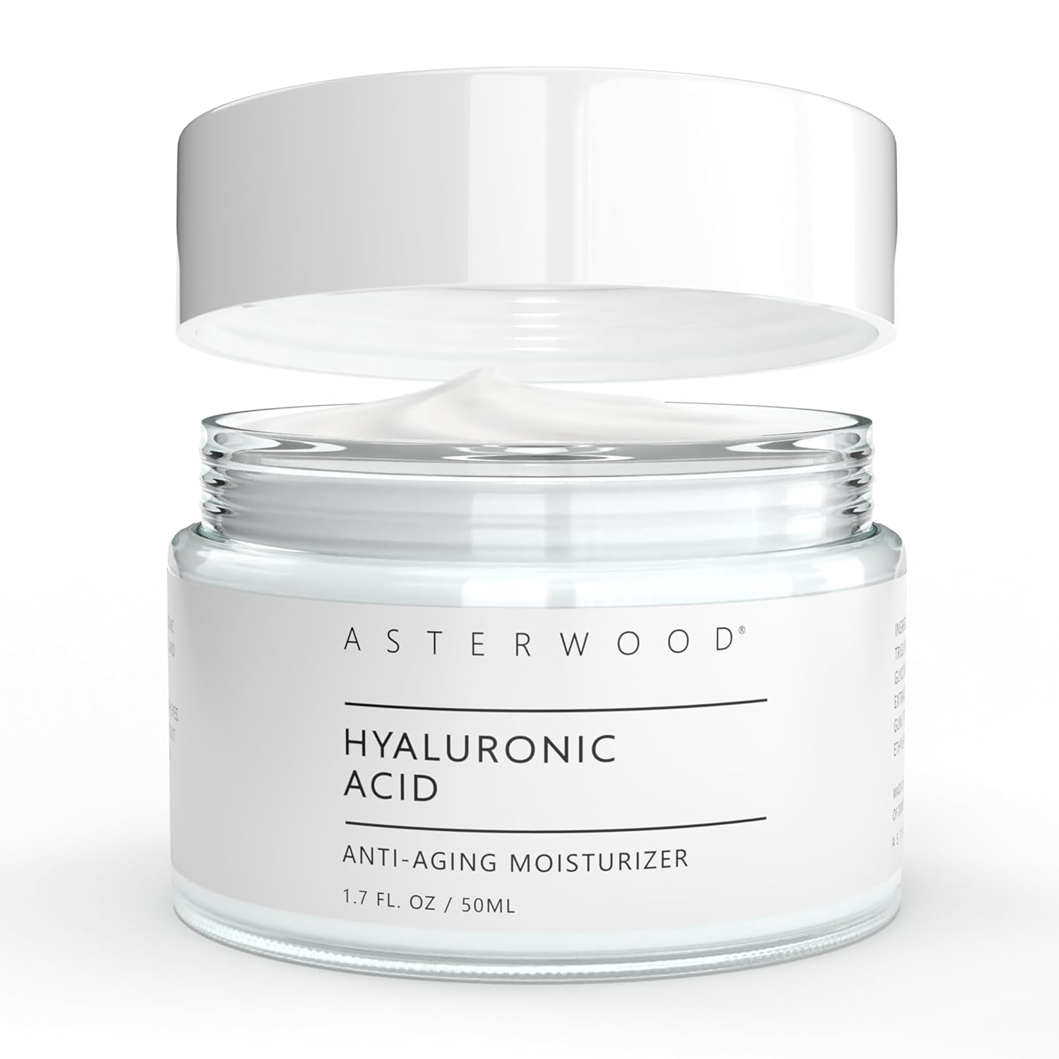 Asterwood Hyaluronic Acid Moisturizer - Face Cream for Anti-Aging, Anti-Wrinkle - Hydrating for Dry Skin - Facial Moisturizer for Women & Men - Fragrance-Free, Non-Comedogenic - 1.7 oz
