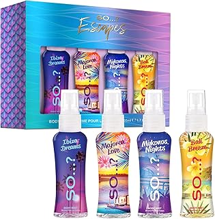 So…?… Escapes Body Mist Gift Set - Perfumes for Women - Everyday Body Spray for Women - Vegan, Cruelty-Free - Fragrance Gifts for Women - 4 pcs
