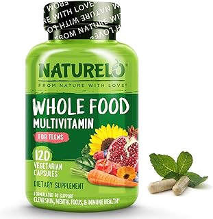 NATURELO Whole Food Multivitamin for Teens - with Vitamins & Minerals for Teenage Boys & Girls - Supplement for Active Kids - Non-GMO - Vegan & Vegetarian - 120 Capsules