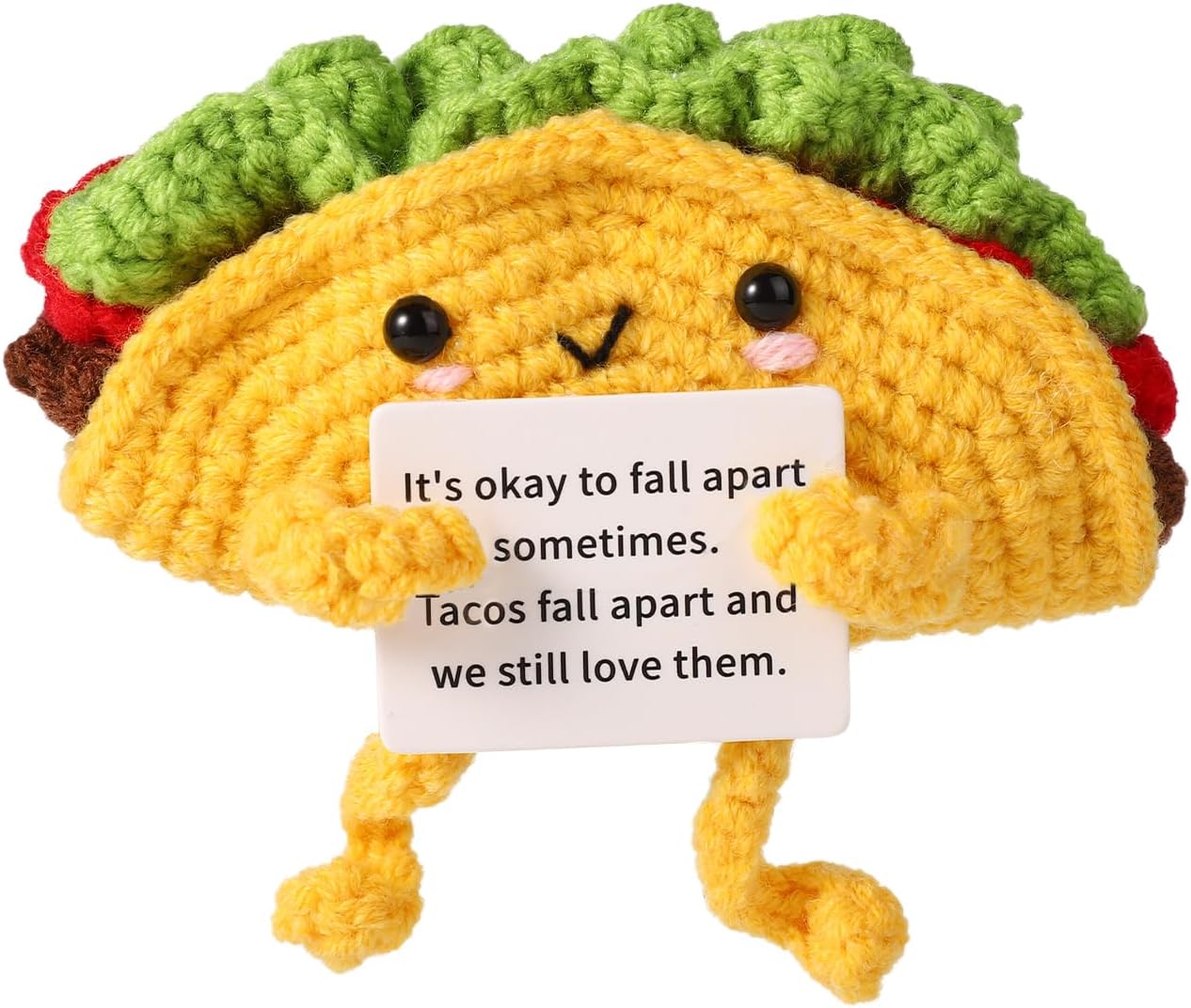 Positive Support Taco, Inspirational Crochet Taco Encouragement Knitted Potato Wool Doll Motivational Handmade Toy for Cheer Up Gift Party Decoration