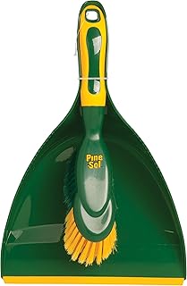 Pine-Sol Dustpan and Brush Set | Nesting Snap-On Design | Portable, Compact Dust Pan and Hand Broom for Cleaning with Rubber Grip Edge, Green