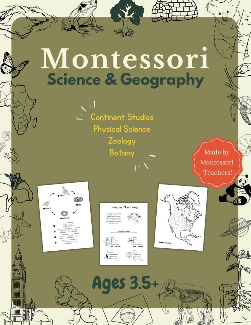 Montessori Science and Geography Workbook: Continent Studies, Physical Science, Botany and Zoology