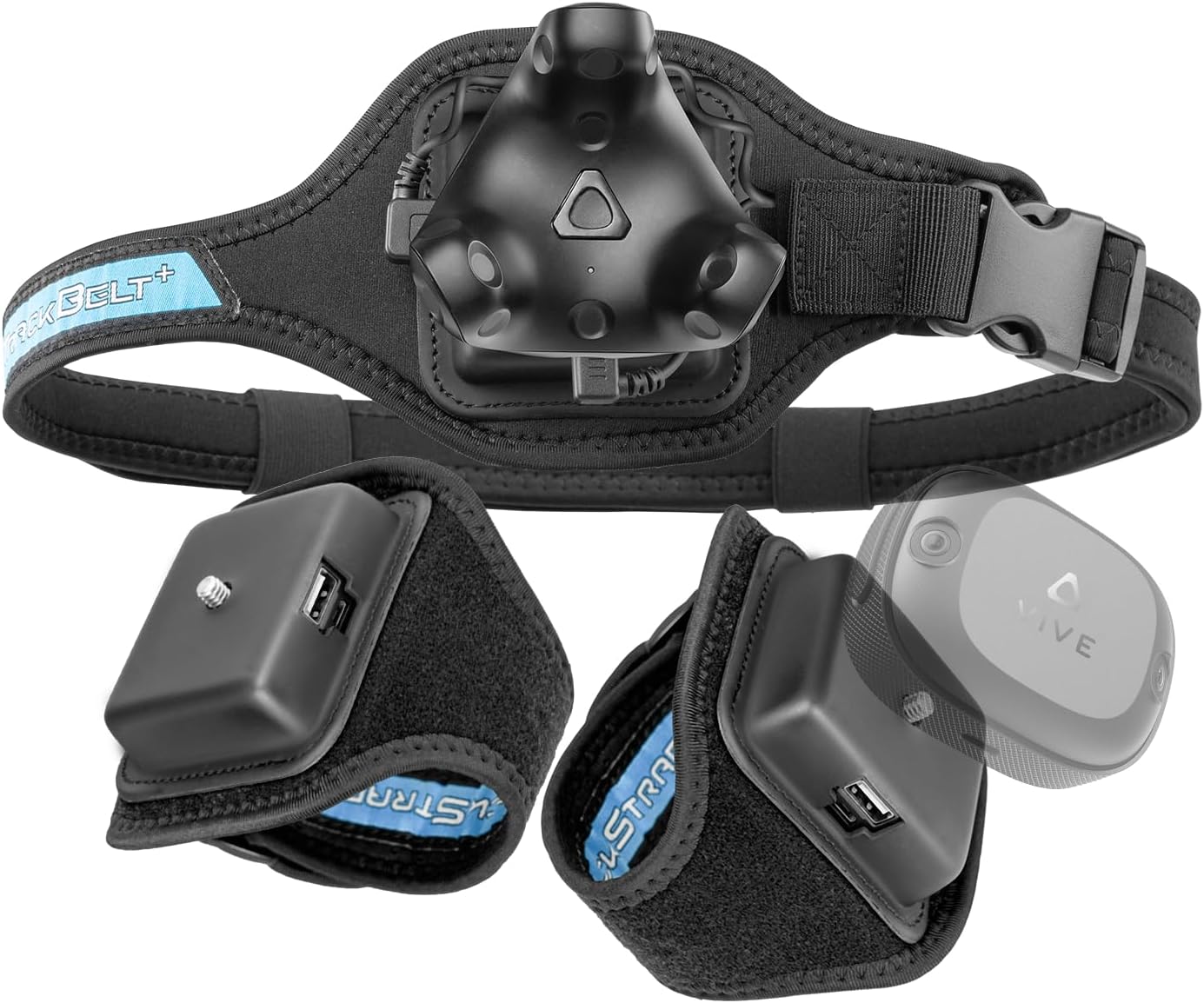Rebuff Reality Trackstrap Plus for Vive Ultimate Tracker, Vive Tracker 3.0, 2.0, Tundra Tracker, 20+ Hrs Playtime, FBT in VR Chat, Dance Dash (Tracker not Included)