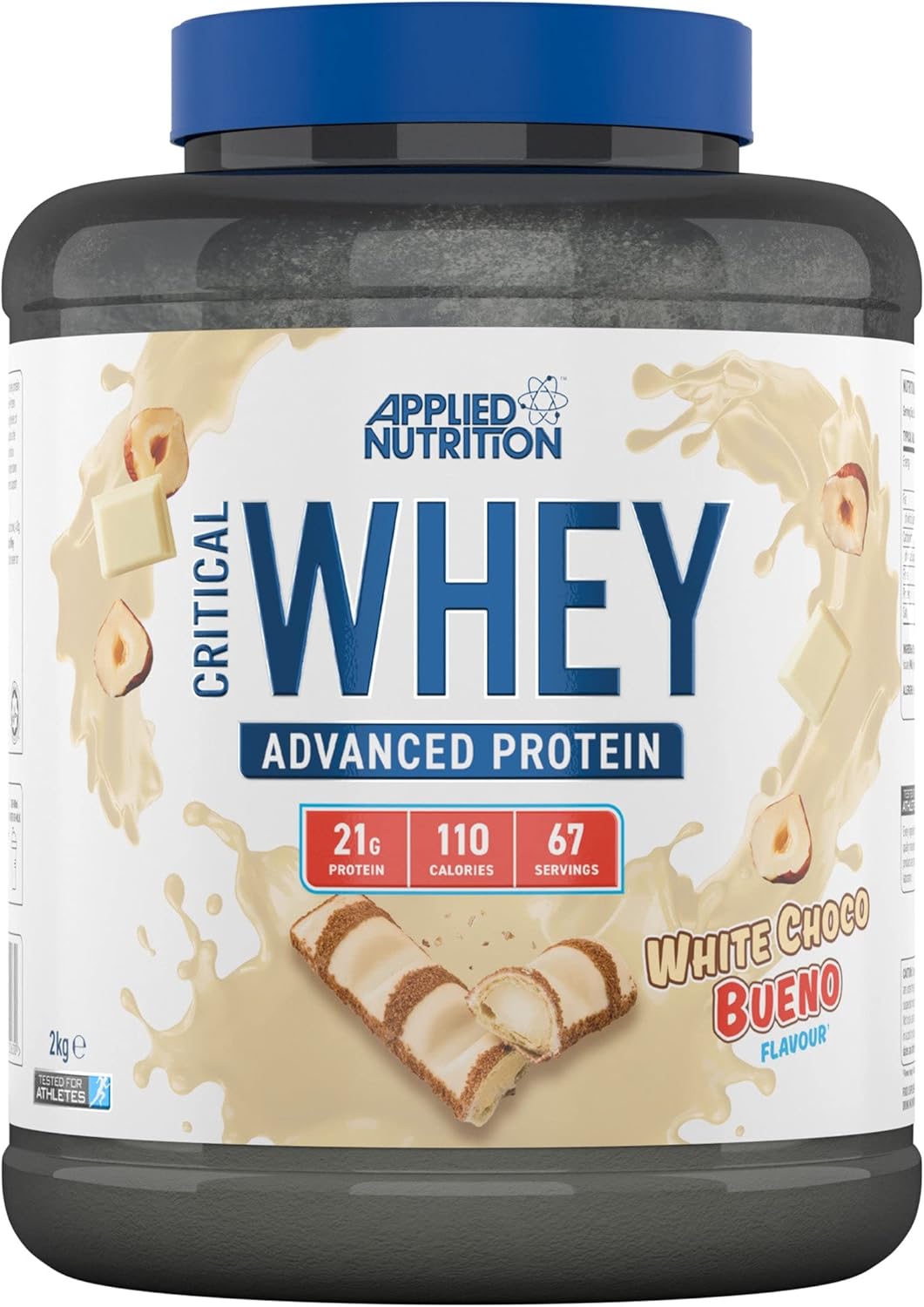 Applied Nutrition Critical Whey Protein Powder 2kg - High Protein Powder, Protein Milkshake, Muscle Building Supplement with BCAAs & Glutamine (2kg - 67 Servings) (White Choco Bueno)