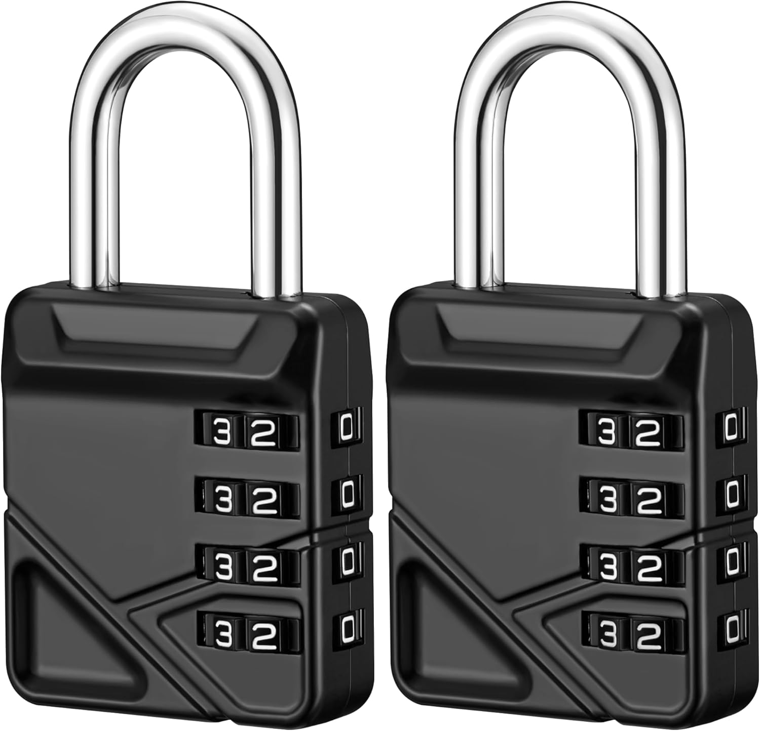 Puroma Combination Padlock, 4 Digit Waterproof Locks Outdoor Code Lock for Locker, School Gym Locker, Sports Locker, Gate, Case, Hasp Storage (2 Pack, Black)