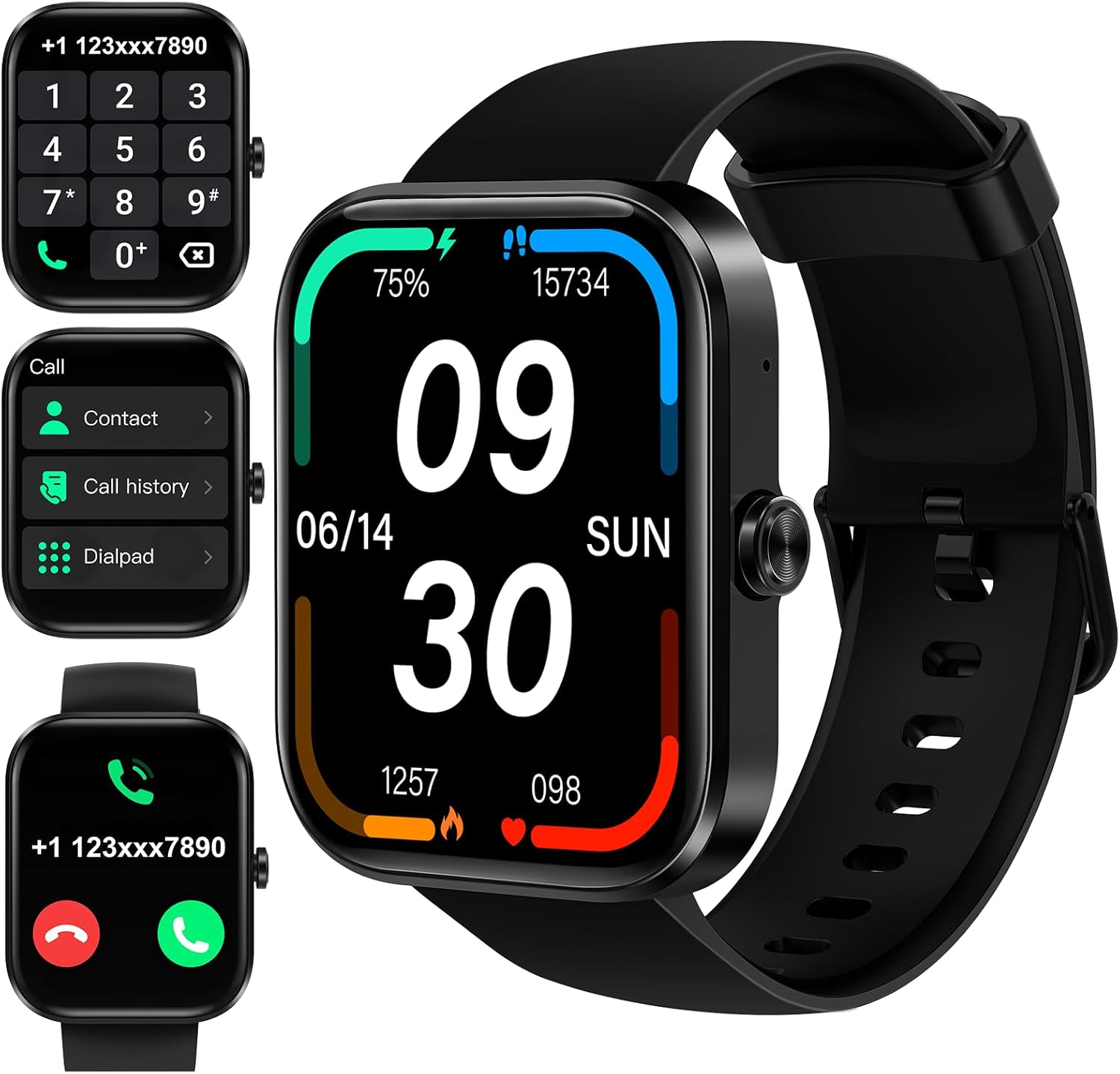 Smart Watch for Men Women(Answer/Make Call)-1.91" HD Fitness Smart Watch with Sleep/Heart Rate/spO2 Monitor, 113+ Sport Modes, IP68 Waterproof Smart Watch for Android iOS,Black