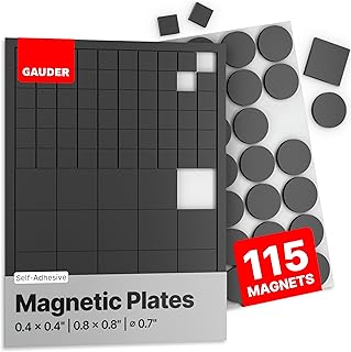 GAUDER Magnetic Dots and Squares | Small Sticky Magnets with Adhesive Backing | Self-Adhesive Flexible Magnets for Crafts, Whiteboards, Refrigerator