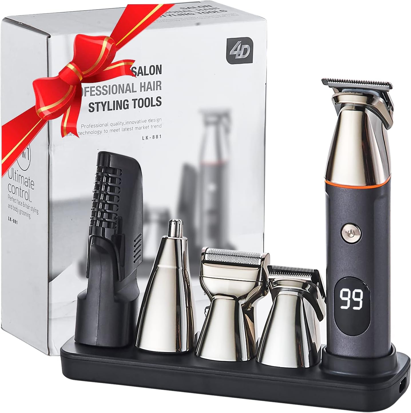 5 in 1 Beard Trimmer for Men,Cordless Mustache Nose Precision Trimmer Body Groomer Hair Cutting Kit Trimmer,USB Rechargeable & Waterproof Magnetic Replacement Heads