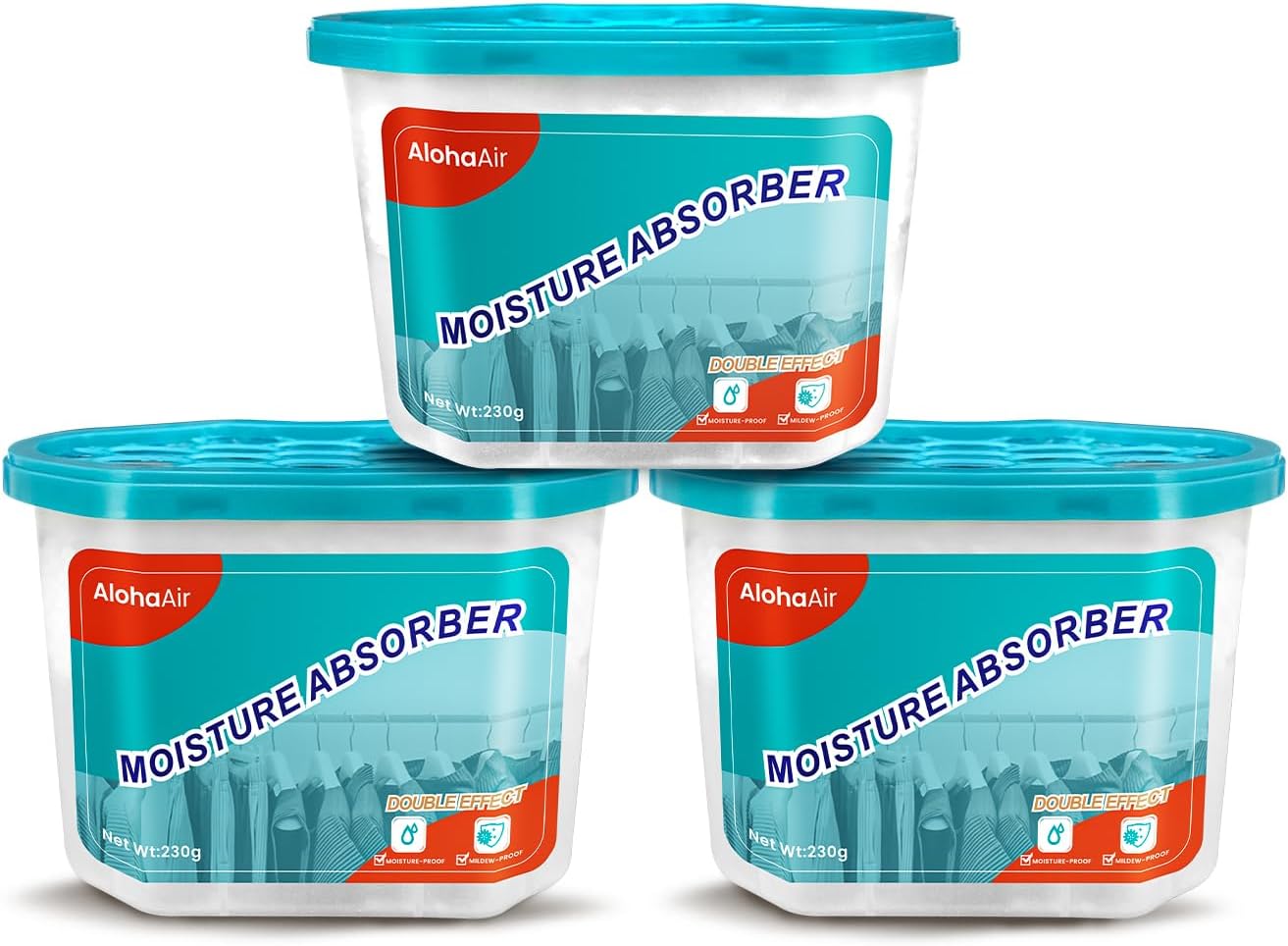 Moisture Absorber Boxes 500ml, Humidity Absorbers Attracts Extra Moisture from Bathroom, Closet, Car & Boats, Dehumidifier for Basement, Kitchen & Room.(Fragrance Free, 3 Packs)