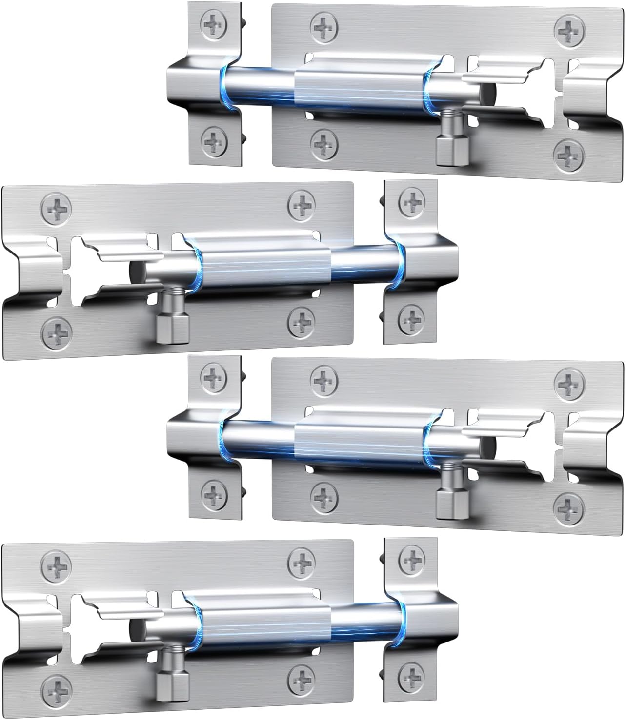 4 Pack Sliding Door Lock, 3 Inch Barrel Bolt Latch, with 12 Screws Sliding Door Lock, Thickened Stainless Steel Door Lock Latch