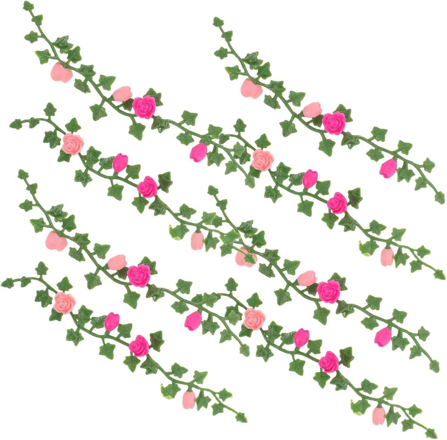 Toyvian 8pcs Miniature Rose Vine Garland for Dollhouse Garden Plants Miniature Home Decorations for Micro Landscape Lightweight Mini Plants for Dollhouse Scenery and Model Railway