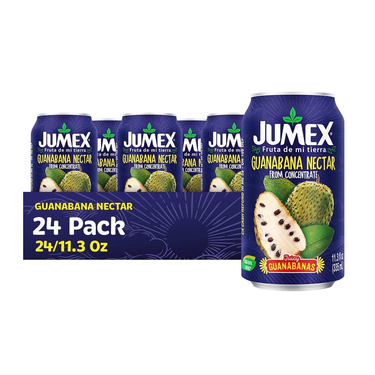 Jumex Soursop Juice Nectar - Made with Guanabana Fruit Puree - Guanabana Juice Concentrate for Tropical Fruit Smoothie Mix, Cocktail Mixers & Kids Drinks & Beverages - 11.3oz, 24 Pack Canned Drinks