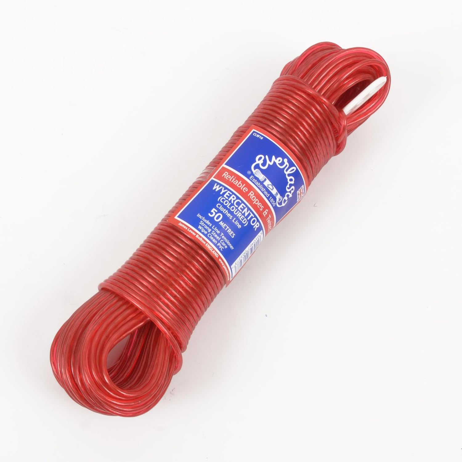 20M - Quality Everlasto 'Wyercentor' Steel Core Coloured Clothes/Washing Line 3.5mm Thick (RED)