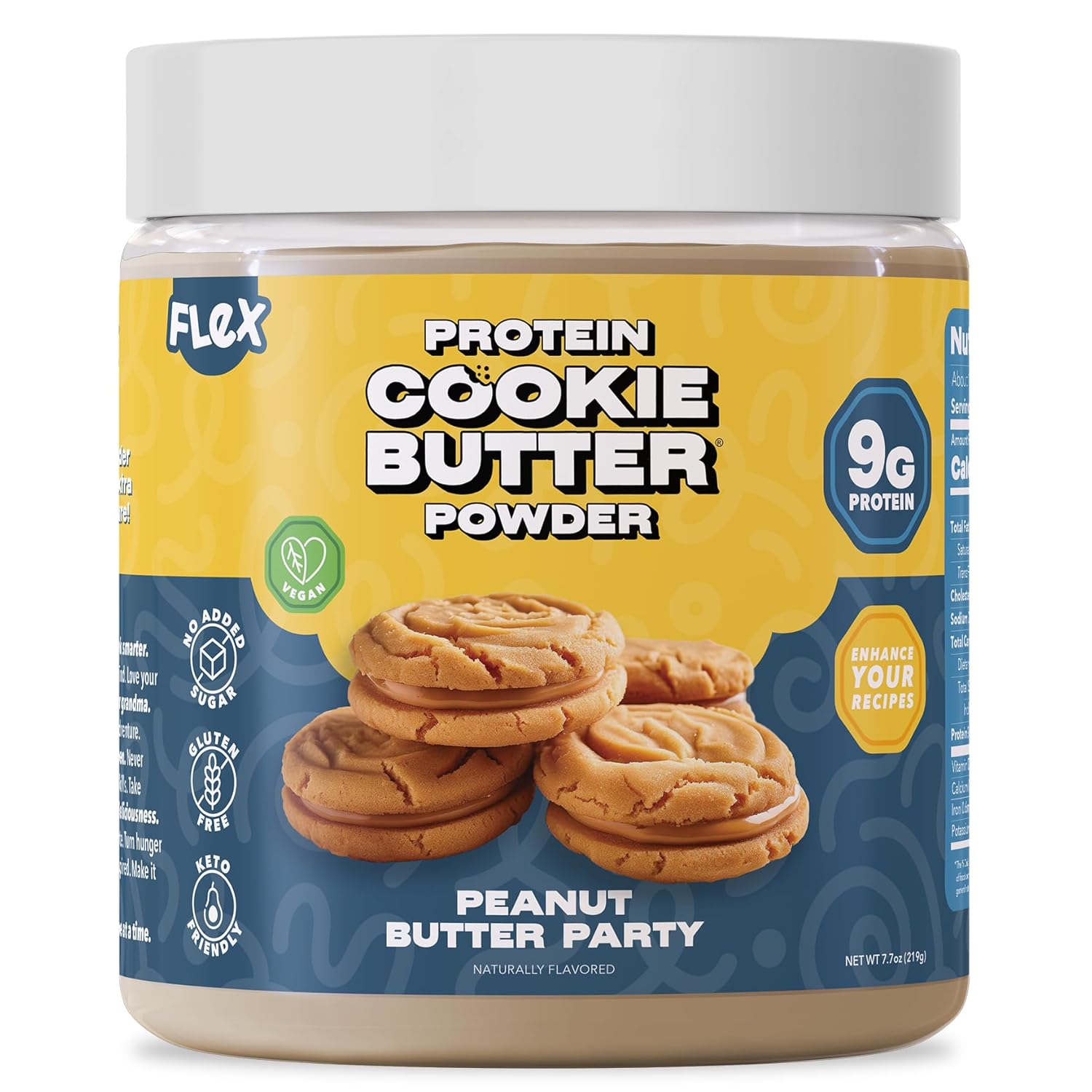 Flexible Dieting Lifestyle Vegan Protein Cookie Butter Powder - Peanut Butter Party | Dairy-Free, Keto-Friendly, No Added Sugars, Sugar-Free, Gluten-Free | Easy to Mix, Bake and Spread | 7.7oz