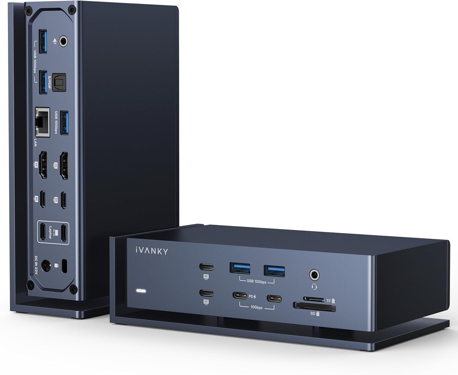 iVANKY FusionDock Max 1 Dual Thunderbolt 4 Chips, 20-in-1 Quad 6K@60Hz Monitor MacBook Docking Station, 40Gbps Dock for MacBook M1/M2/M3/M4 Pro/Max, 2HDMI 2.0, 7*10Gbps USB, 2.5 GbE, 96W PD, SD/TF 4.0