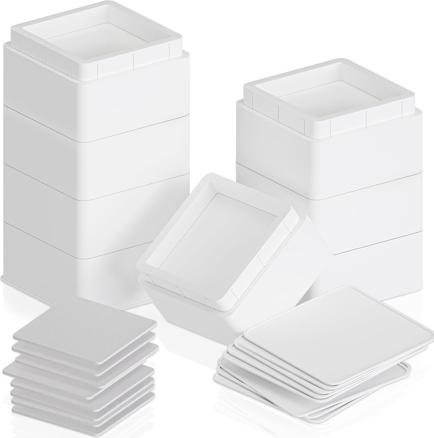 Utopia Bedding 8 Piece Premium Adjustable Furniture Risers (4 High and 4 Short) - Heavy Duty Riser with Strong Space Saving for Beds, Tables, Chairs or Sofas (Pack of 8, White)