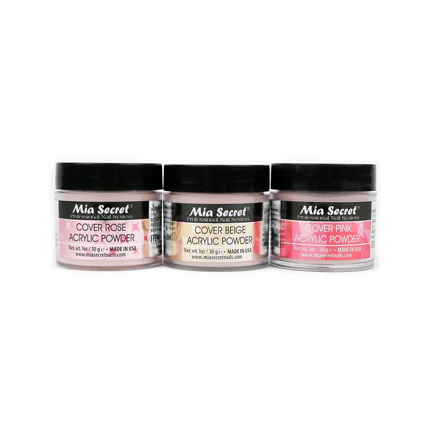 Mia Secret Cover Acrylic Powder 3 Piece Set - Pink/Beige/Rose 1 oz