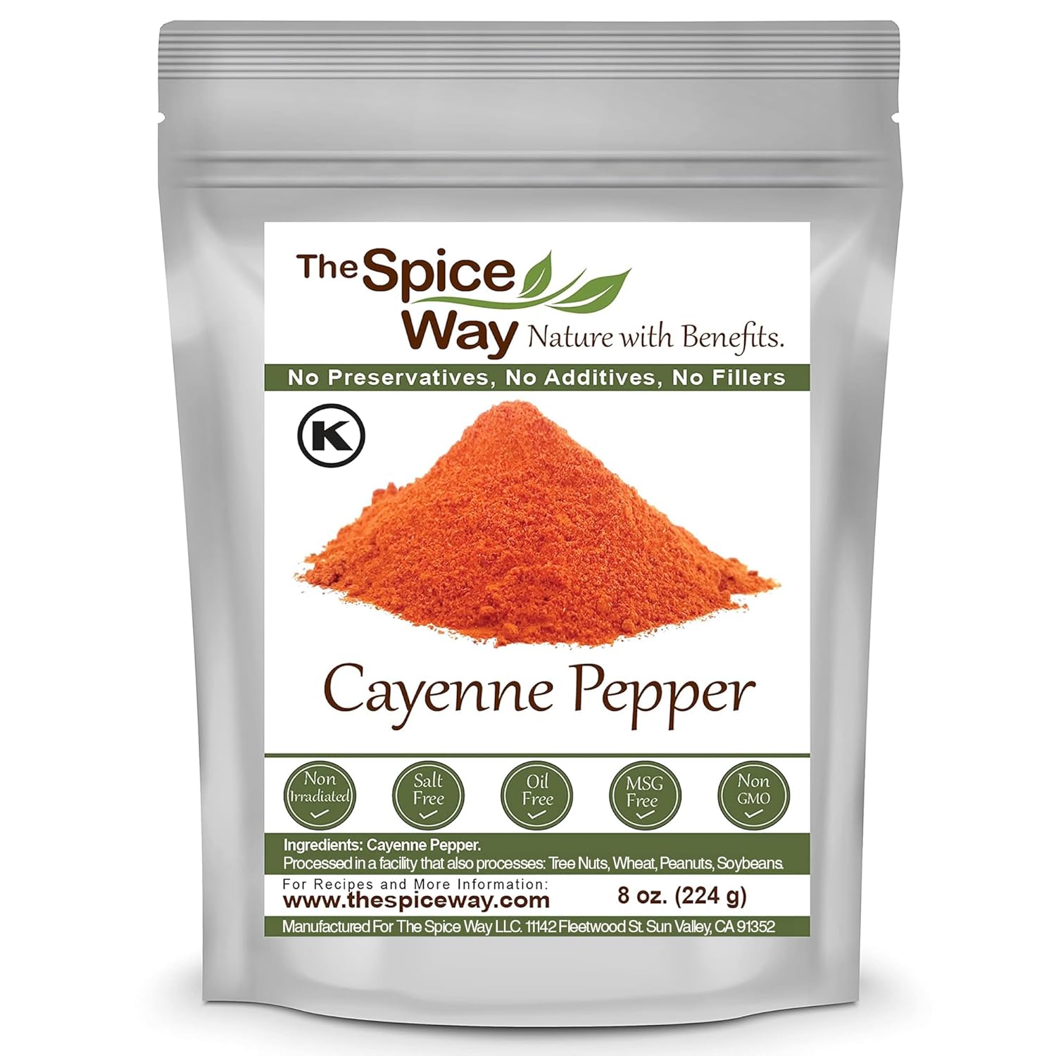 The Spice Way Red Pepper Premium Cayenne Ground - 8 oz - pure chile powder - Cayenne Powder, No GMO's, Kosher Certified