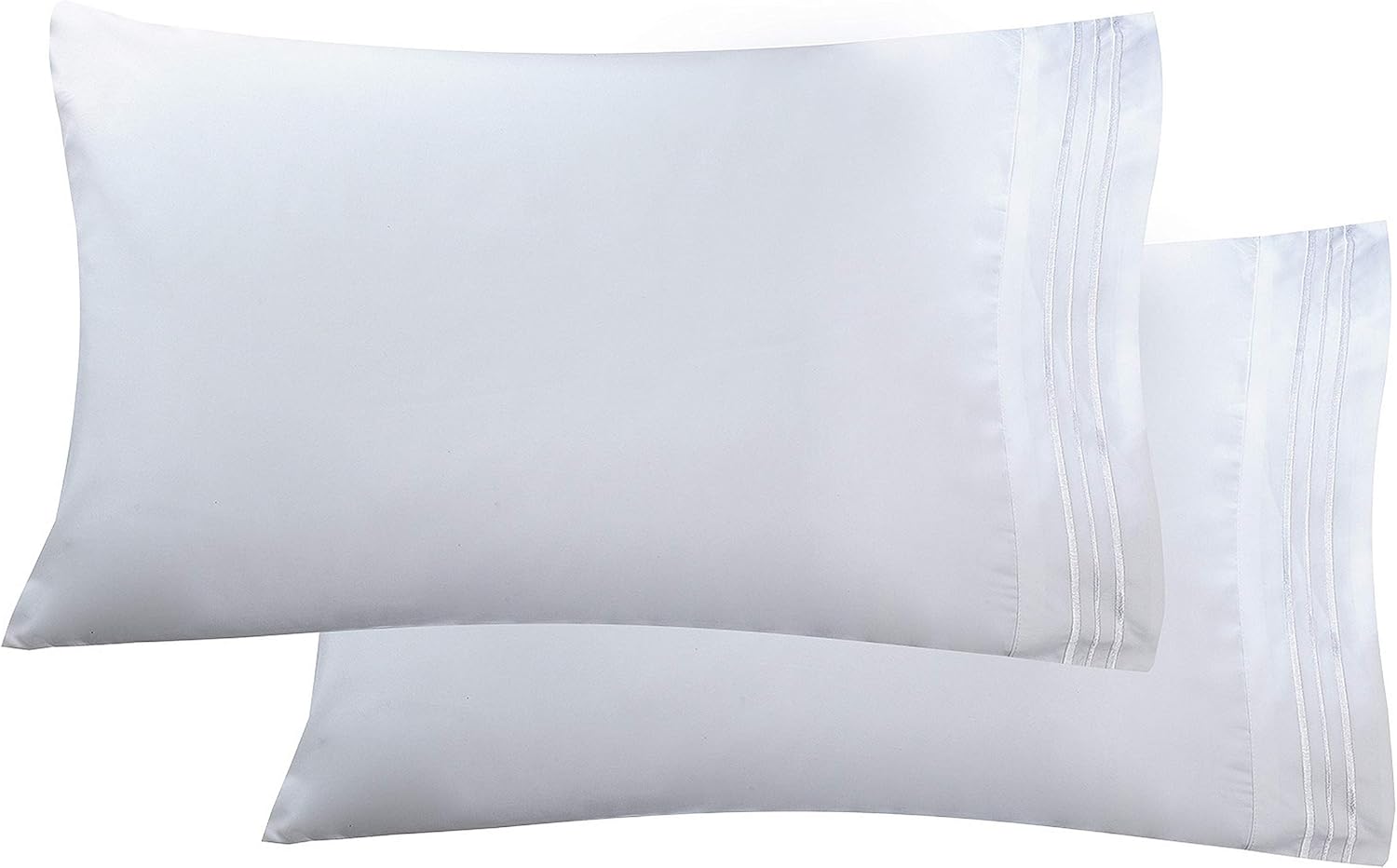 Elegant Comfort Luxury Ultra-Soft 2-Piece Pillowcase Set - 1500 Premium Hotel Quality Microfiber Double Brushed - Wrinkle Resistant, King Size, White