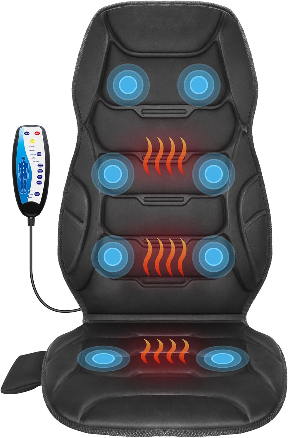 COMFIER Back Massager with Heat, Vibration Massage Cushion with 8 Massage Nodes & Modes for Home Office, Heated Chair Massager for Back Pain, Gifts for Mom, Dad