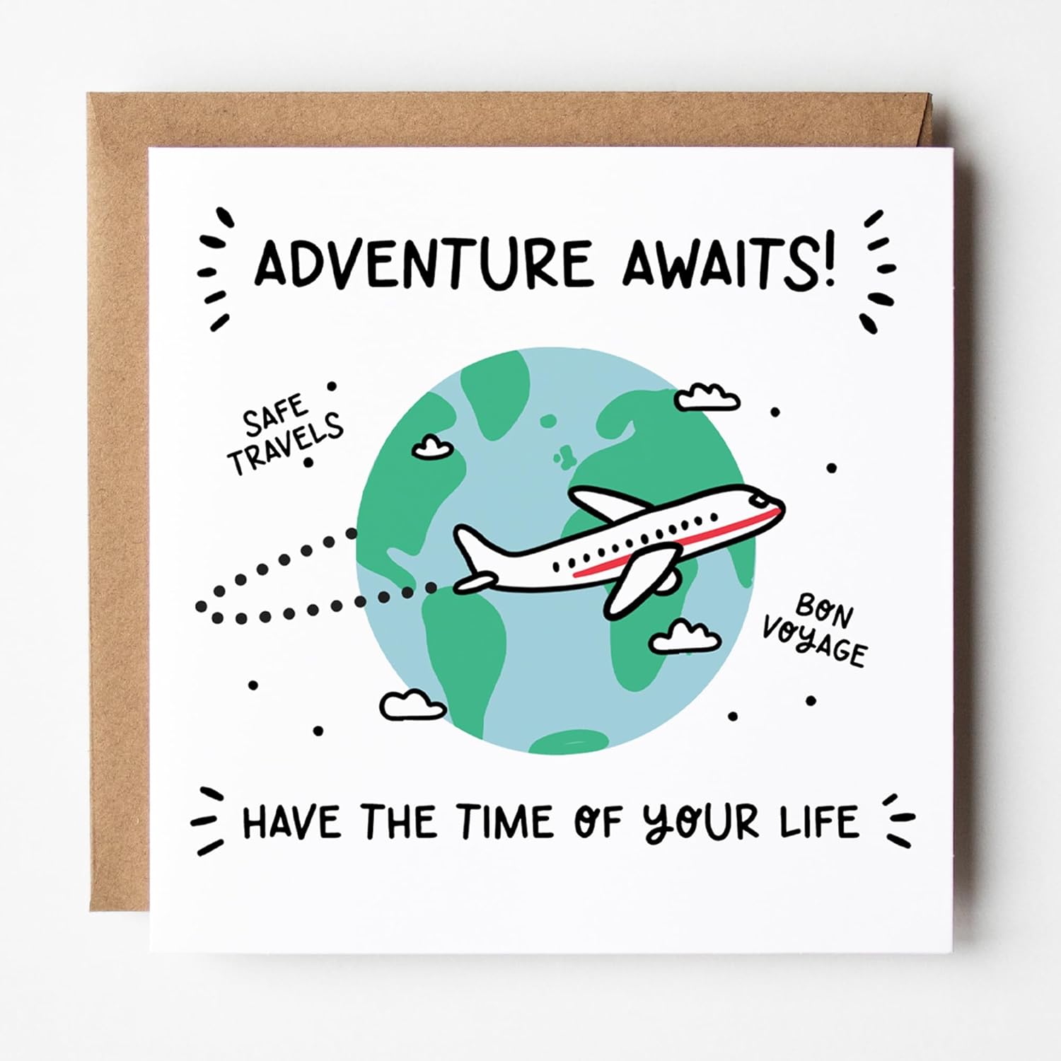 Adventure Awaits Travel Greeting Card – Bon Voyage, Safe Travels, Farewell Card for Friends, New Job, Moving Away, Gap Year, Good Luck on Your New Adventure