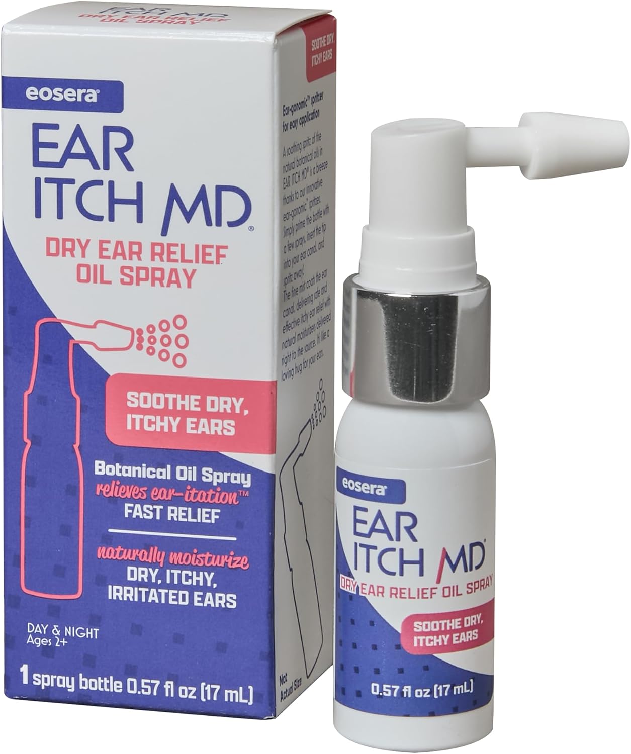 eosera® Ear Itch MD® – Fast-Acting Ear Drop Spray – Soothing Formula that Naturally Moisturizes the Ear Canal while Calming Dry Skin – Works for Allergies, Eczema, Dermatitis, Psoriasis & Hearing Aids