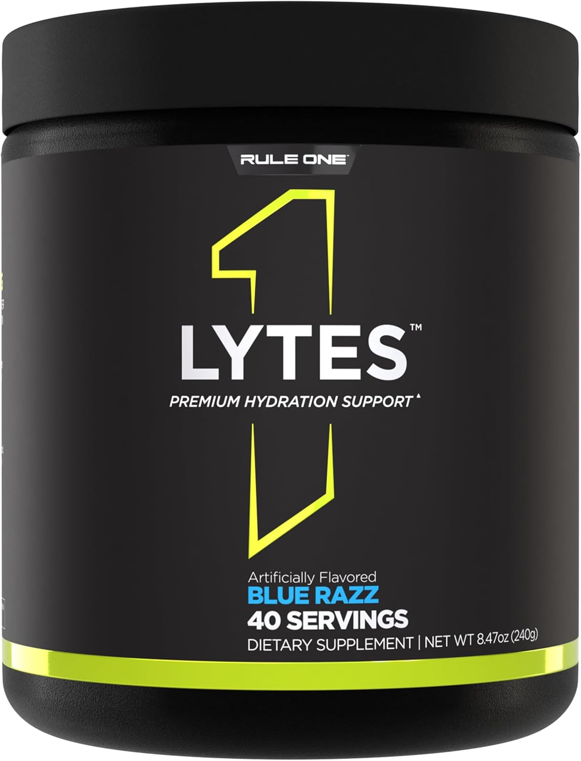 Rule 1 Lytes - Hydration Support Mix Featuring 5 Electrolyte Minerals Enhanced with Citrulline, Coconut Water, and Watermelon Powders, Plus Antioxidant Vitamin C (30 Servings, Blue Raspberry)
