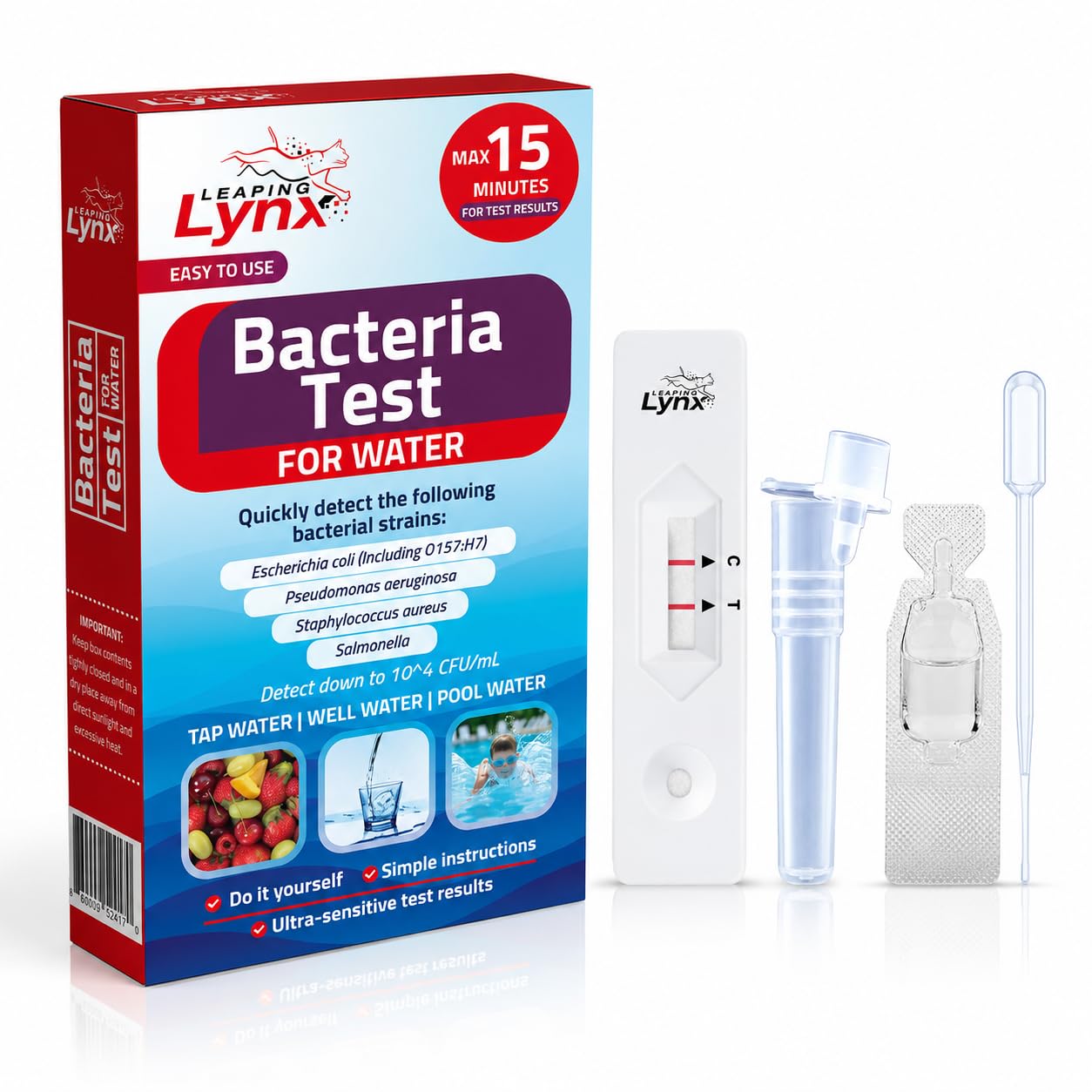 E. coli O157 Water Test Kit for Well and Tap Water, 15-Minute Results