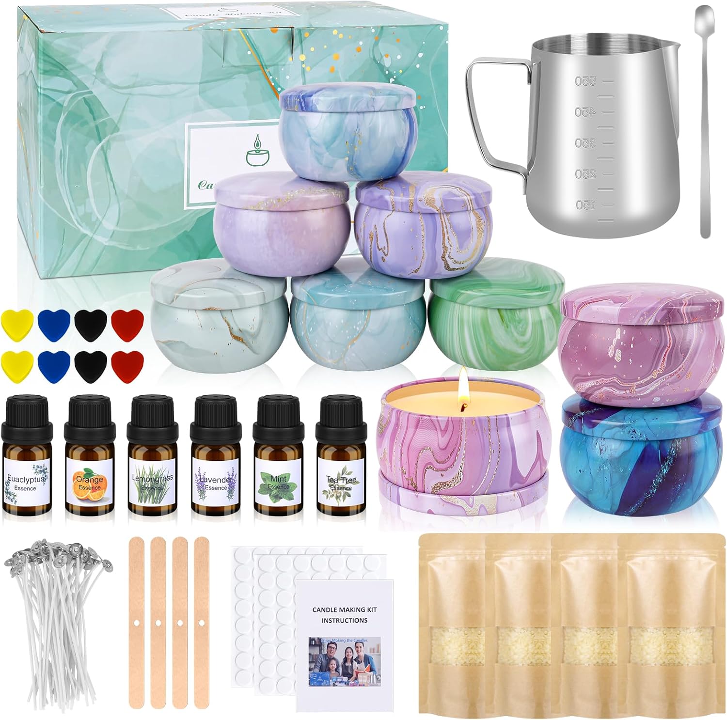 LFENYIGI Candle Making Kit, Make Your Own Candles, Candle Making Supplies for Beginners with Beeswax, Wicks, Candle Tins, and More, Arts and Crafts for Adults Christmas DIY Gift for Kid and Adults