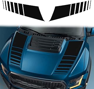 ramuel Compatible with 2PCS Car Hood Cover Vinyl Stripe Stickers Racing Stripes Auto Bonnet Hood Bumper Decoration Decals Graphics Accessories for Pickup Truck Universal (Black)