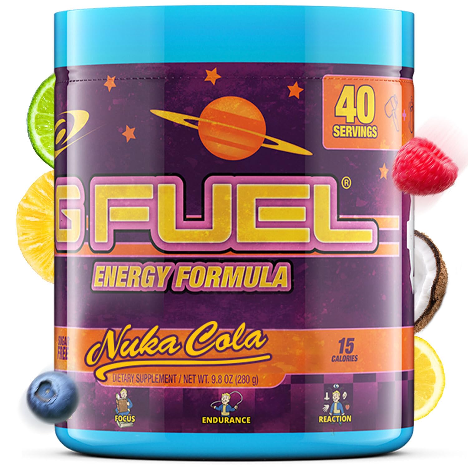 G Fuel Nuka Cola Energy Powder, Sugar Free, Clean Caffeine Focus Supplement, Water Mix, Tropical Citrus Berry Flavor, Focus Amino, Vitamin + Antioxidants Blend - 9.8 oz (40 Servings)