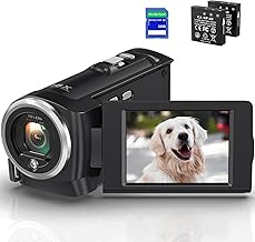 Video Camera Camcorder 2.7K QHD 50MP YouTube Vlogging Camera 16X Digital Zoom Webcam 270 Degree Rotation Screen Camcorders with 32G SD Card and 2 Batteries Recording While Charging