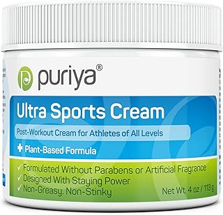 Puriya Ultra Sports Cream with Natural Menthol, Long Lasting Balm for Muscle and Joint Comfort in Leg, Hand, Ankle and Knee, Fast-Acting Rub with Pleasant Scent, Maximum Strength, Fit for Athletes