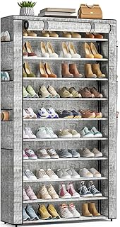 Shoe Rack 10Tier Large Capacity 50-56Pairs Beautiful Tall Shoe Shelf Free Standing Storage Cabinet Entryway Closet