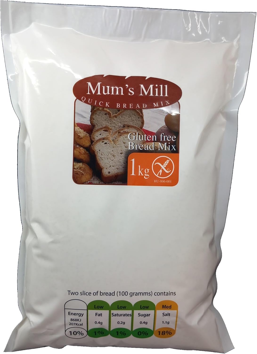 Quick Bread Mix - Gluten Free Bread Mix 1kg - Ideal for Bread Machines and Bread Makers - Rich in dietary fibre and Psyllium