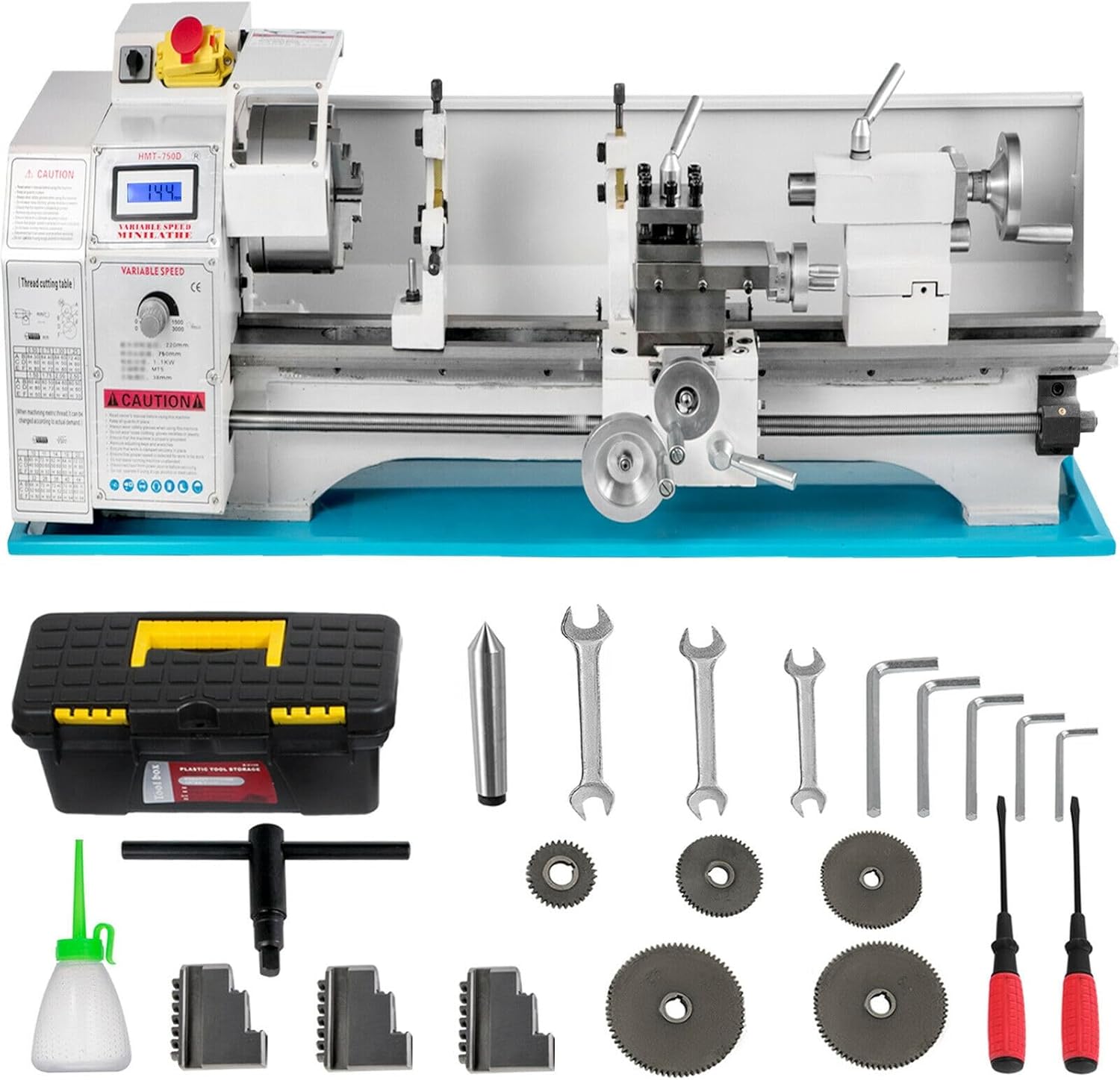 8.7"x 29.5" Metal Lathe Machine, with 1100W Brushless Motor, Mini Lathe Machine, 0-3000RPM Variable Speed Benchtop Lathes, Mini Torno Para Metal with LED Screen, 3-Jaw Chuck