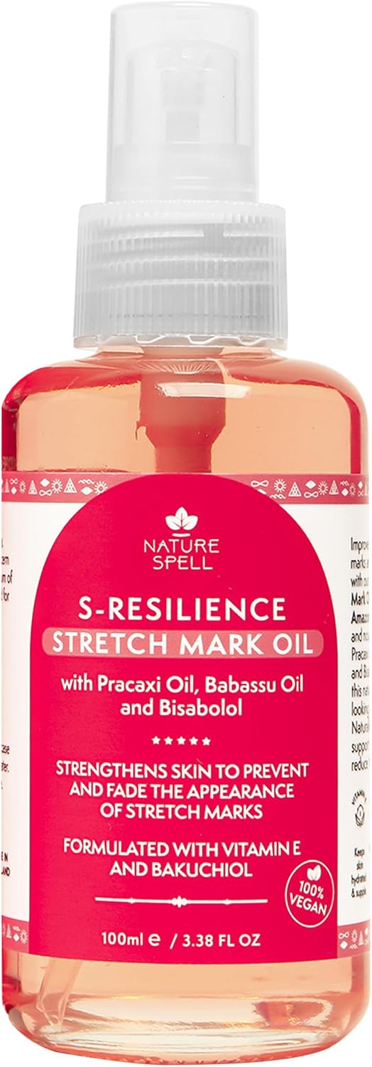 Nature Spell Stretch Mark Body Oil, Strengthens Skin Elasticity & Helps With the Appearance of Stretch Marks and Scars, Infused With Vitamin E, Vegan, 100ml