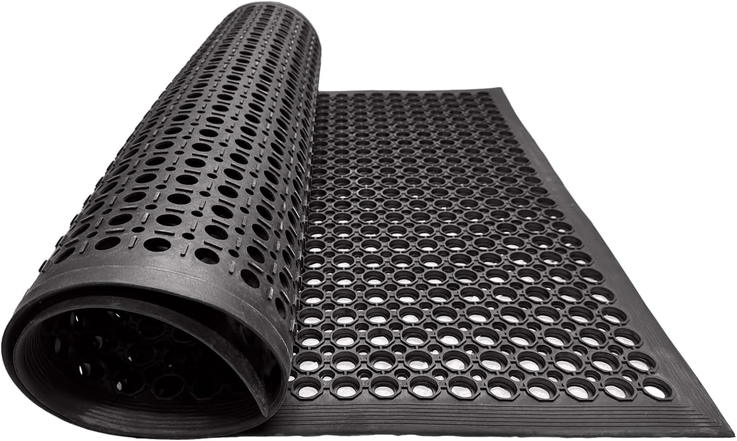 EDS Commercial Rubber Floor Mat Heavy Duty Extra Large Outdoor Rubber Entrance Door Mat Anti Fatigue Non Slip Mats with Drainage Hole for Industrial Kitchen Restaurant Garage (PACK OF 1, 150 x 90 CM)
