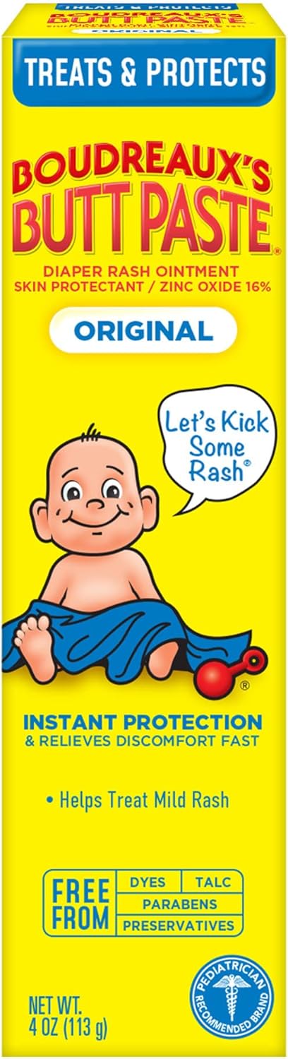 Boudreaux's Butt Paste Original Diaper Rash Ointment Tube, 4 Oz