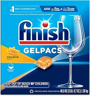 Finish Dishwasher Detergent Soap, All In 1 Gel Pacs, Orange Blossom, 84 Tablets