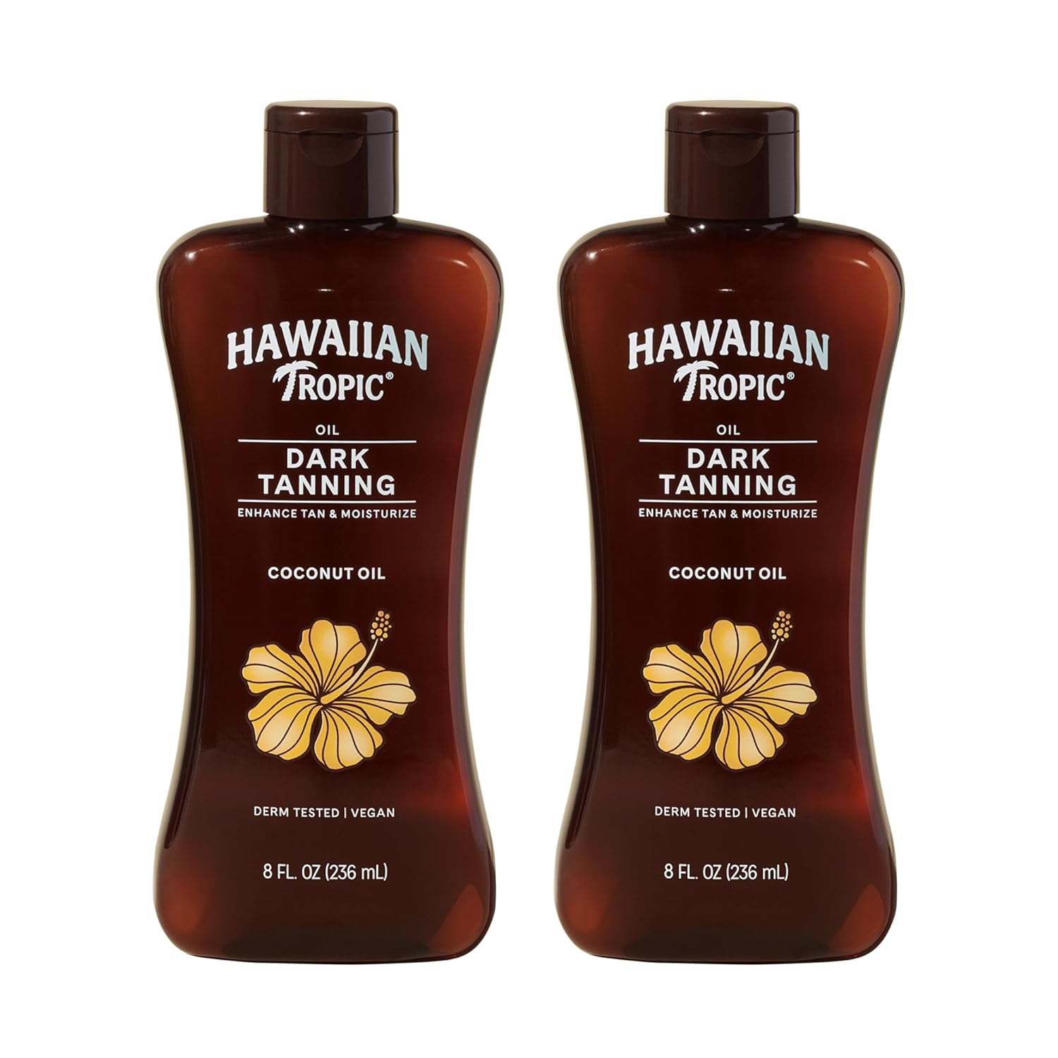 Hawaiian Tropic Dark Tanning Oil, 8 Fl Oz | Moisturizing Body Oil with Cocoa Butter, Tan Enhancer, 8 Fl Oz each Twin Pack