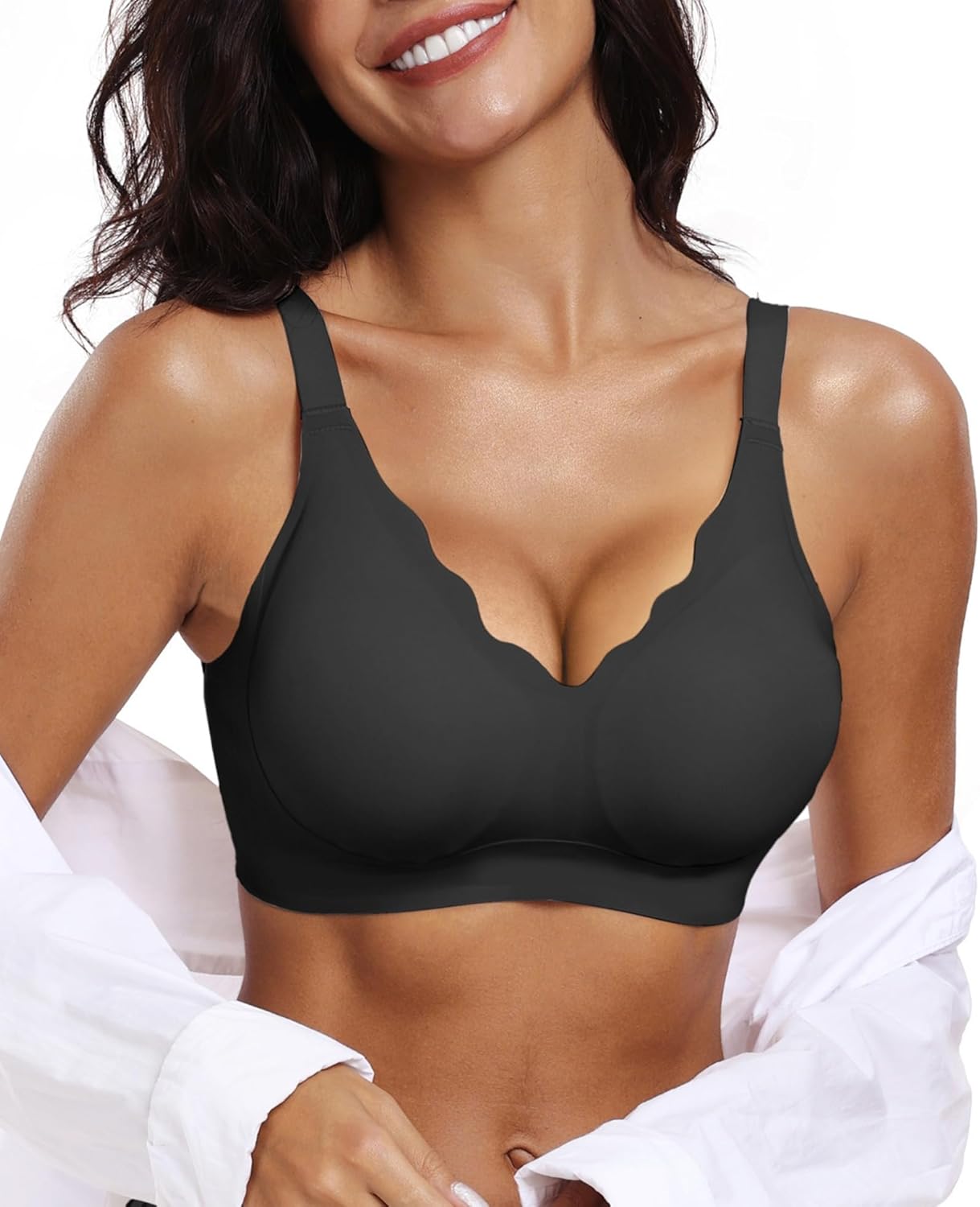 OEAK Womens Wireless Bras Push Up Support Full Coverage Bralettes No Underwire Bra Comfortable Everyday Seamless Tshirt Bras