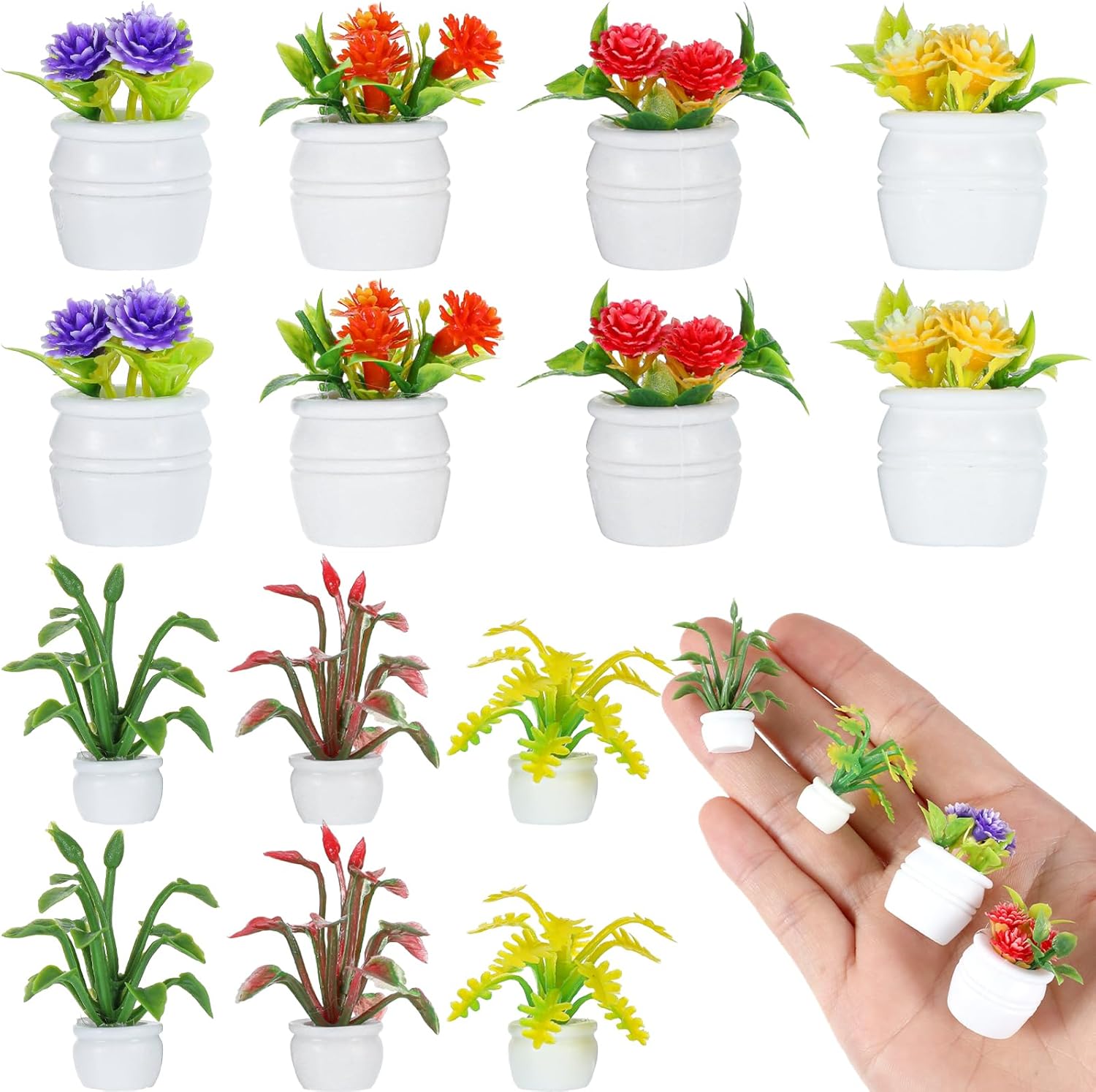 14 Pcs Miniature Dollhouse Plants Accessories for Doll House Tiny Fake Greenery Bonsai Ornament Crafts, Mini Artificial Plants for Boy Girl, Dollhouse Plant for Doll House Decoration and DIY